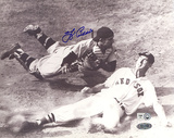 Yogi Berra Autographed vs Ted Williams Slide B&W Horizontal Photograph