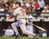 Jed Lowrie Autographed 2008 Road Batting Photograph