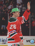 Patrik Elias Autographed Alternate St Pattys Day Jersey Wave To The Crowd Vertical Photograph