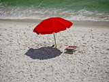 A Red Umbrella on the Beach at Gulf Shores  Alabama