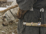 A Komi Reindeer Herder's Knife Scabbard on His Decorated Belt