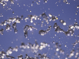 Droplets of Water from a Fountain Suspended in Air Against a Blue Sky