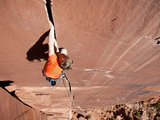 A Climber Traditionally Climbs 'Desert Moon ' a 511 on the Catwall