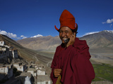 The Head Abbot Holds a Cell Phone at the Karsha Monastery
