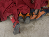 Western Boots on Three Young Monks at the Karsha Gustor Festival