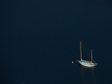Aerial of an Anchored Boat and its Mooring Ball in the Kennebec River