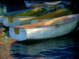 Boats on the Shore of Lake Banyoles at Sunset