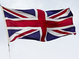 The British Union Jack Flag Flaps Proudly in a Stiff Wind