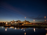 Large Cruise Ships Sit at Berth on a Summer Evening