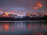 Cuernos Del Paine at Dawn and Lago Pehoe  Torres Del Paine National Park  Patagonia  Chile