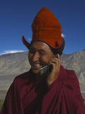 The Head Abbot Talks on a Cell Phone at the Karsha Monastery