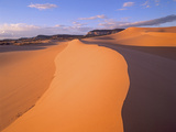 Wind Ripples in Sand Dunes Beneath Sandstone Cliffs  Coral Pink Sand Dunes State Park  Utah