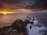 Nugget Point Lighthouse at Sunrise  South Island  New Zealand