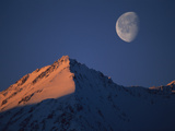 Moon over Snow-Covered Mountains  Kluane Nat'l Park  Canada