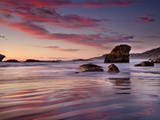 Sunset on Beach North of Punakaiki  Paparoa National Park  New Zealand