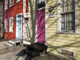 Colorful Houses on South Ann Street in the Fell's Point Neighborhood