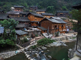 Wooden Houses Line the Duliu River in Xijiang