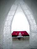 A Bedroom of the Ice Hotel in the Lainio Snow Village