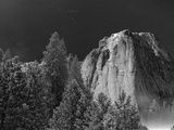 A Full Moon Lights Up El Capitan Late at Night