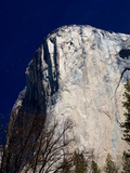 A Full Moon Lights Up El Capitan Late at Night