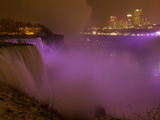 Niagara's American Falls Lit at Night in Winter