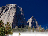 A Full Moon Lights Up the Yosemite Valley in Winter