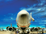 Mechanic Performing Maintenance on a B737-300 in Storage