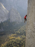 A Climber  Without a Rope  Grips an Expanse of El Capitan