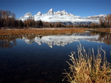 Mountains Reflected in the Snake River in Grand Teton National Park