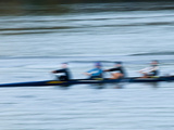 A Crew Practices Rowing on a Cold Winter Day on the Potomac River