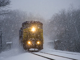 A Train Pushes Through Thick Falling Snow During 'Blizzard of 2010'