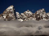 The Peak of Grand Teton Mountain Above the Clouds