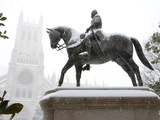 George Washington Watches over the Cathedral in 'Blizzard of 2010'