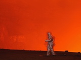 The Expedition's Photographer Tests a Thermal Suit Near Nyiragongo's Lava Lake