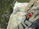 A Photographer Preps for a Photo Shoot Near the Top of El Capitan