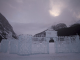 Ice Sculptures with Mountains in the Distance