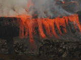 Waves of Lava Lap over the Rim of Nyiragongo Crater