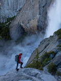 A Climber on the Approach to the Yosemite Falls Wall