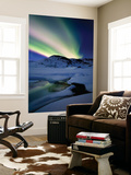 Aurora Borealis over Mikkelfjellet Mountain in Troms County  Norway