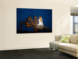 Night View of Space Shuttle Atlantis on the Launch Pad at Kennedy Space Center  Florida