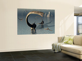 Omeisaurus Sauropod Dinosaurs Cooling Off in the Jurassic Waters of What Is Now China