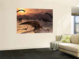 Omeisaurus and Parasaurolphus Dinosaurs Gather Together