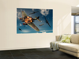 British Hawker Hurricane Aircraft Attack a German Heinkel He 11 Bomber