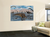 Omeisaurus and Parasaurolphus Dinosaurs Gather Together