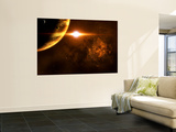 A Star Going Critical Illuminates a Nearby Planet and Nebula