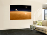 Saturn Above the Thick Atmosphere of its Moon Titan