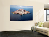 Aerial View of White Island Volcano with Central Acidic Crater Lake  Bay of Plenty  New Zealand