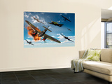 British Hawker Hurricane Aircraft Attack a German Heinkel He 11 Bomber