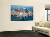 Aerial View of White Island Volcano with Central Acidic Crater Lake  Bay of Plenty  New Zealand