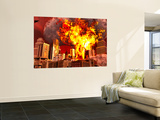 A 3D Conceptual Image of a Stealth Bomber Nuking a City